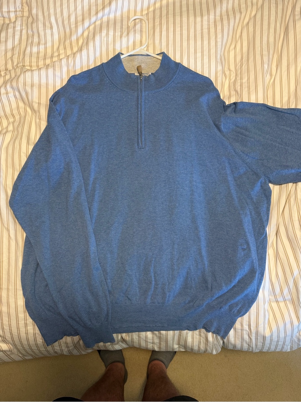 Peter Millar Men's Zip-Neck Sweater in Heather Blue
